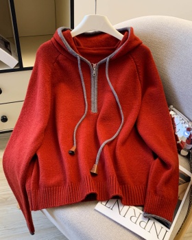 Casual hooded Korean style sweater winter thick simple tops