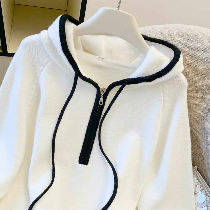 Casual hooded Korean style sweater winter thick simple tops