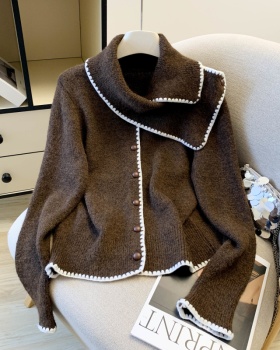 Brown mixed colors thermal sweater knitted niche scarves