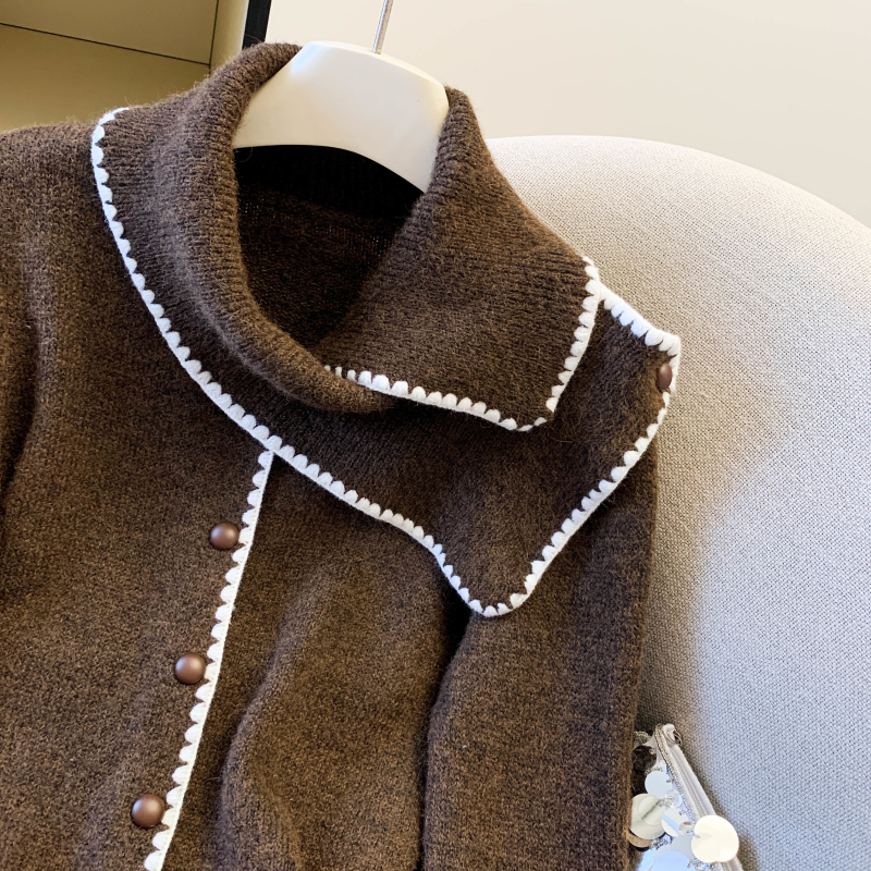 Brown mixed colors thermal sweater knitted niche scarves