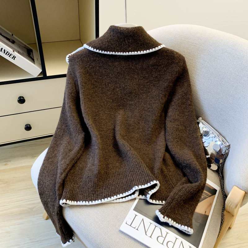 Brown mixed colors thermal sweater knitted niche scarves