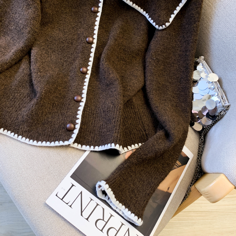 Brown mixed colors thermal sweater knitted niche scarves