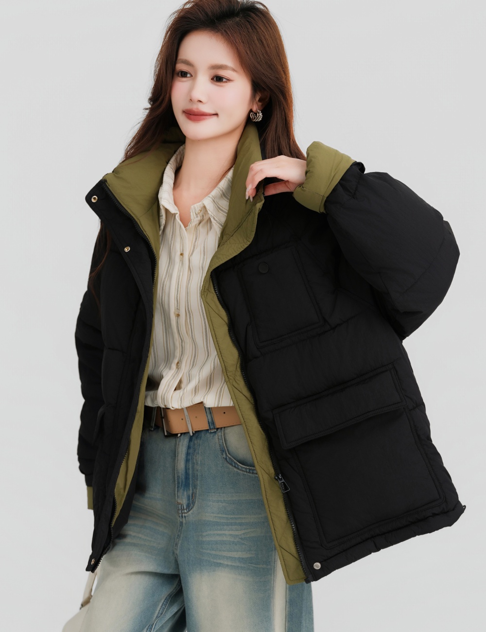 Mixed colors bread clothing cotton coat for women