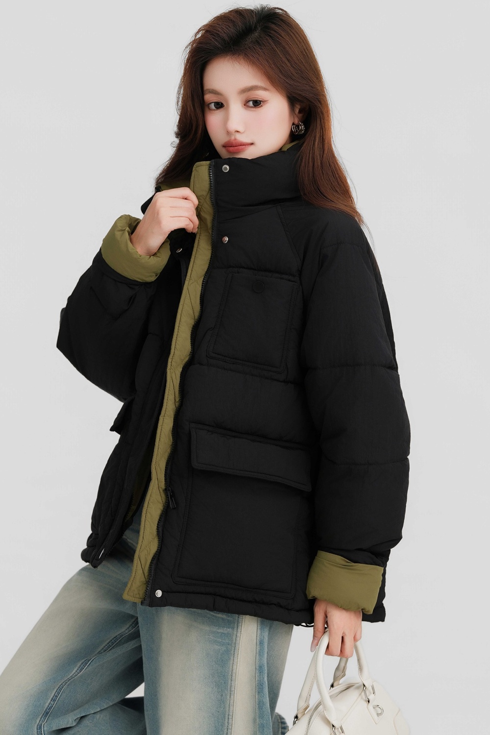 Mixed colors bread clothing cotton coat for women