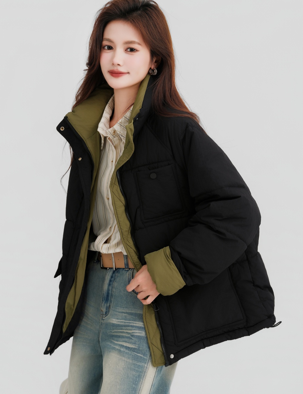 Mixed colors bread clothing cotton coat for women