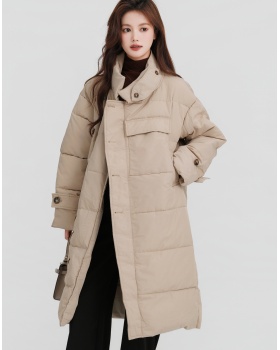 Loose long exceed knee Korean style thick winter cotton coat