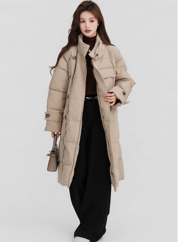 Loose long exceed knee Korean style thick winter cotton coat