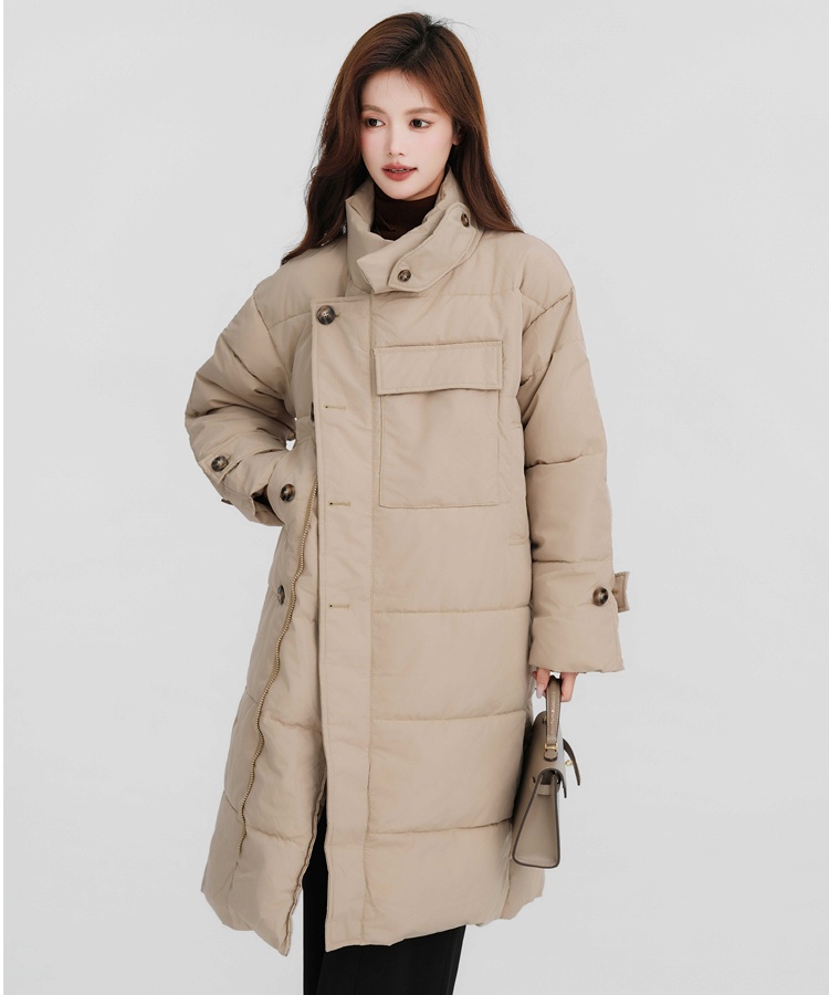 Loose long exceed knee Korean style thick winter cotton coat