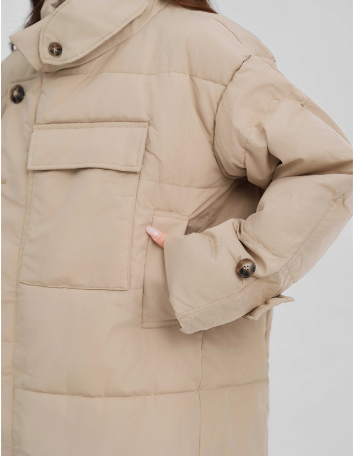 Loose long exceed knee Korean style thick winter cotton coat