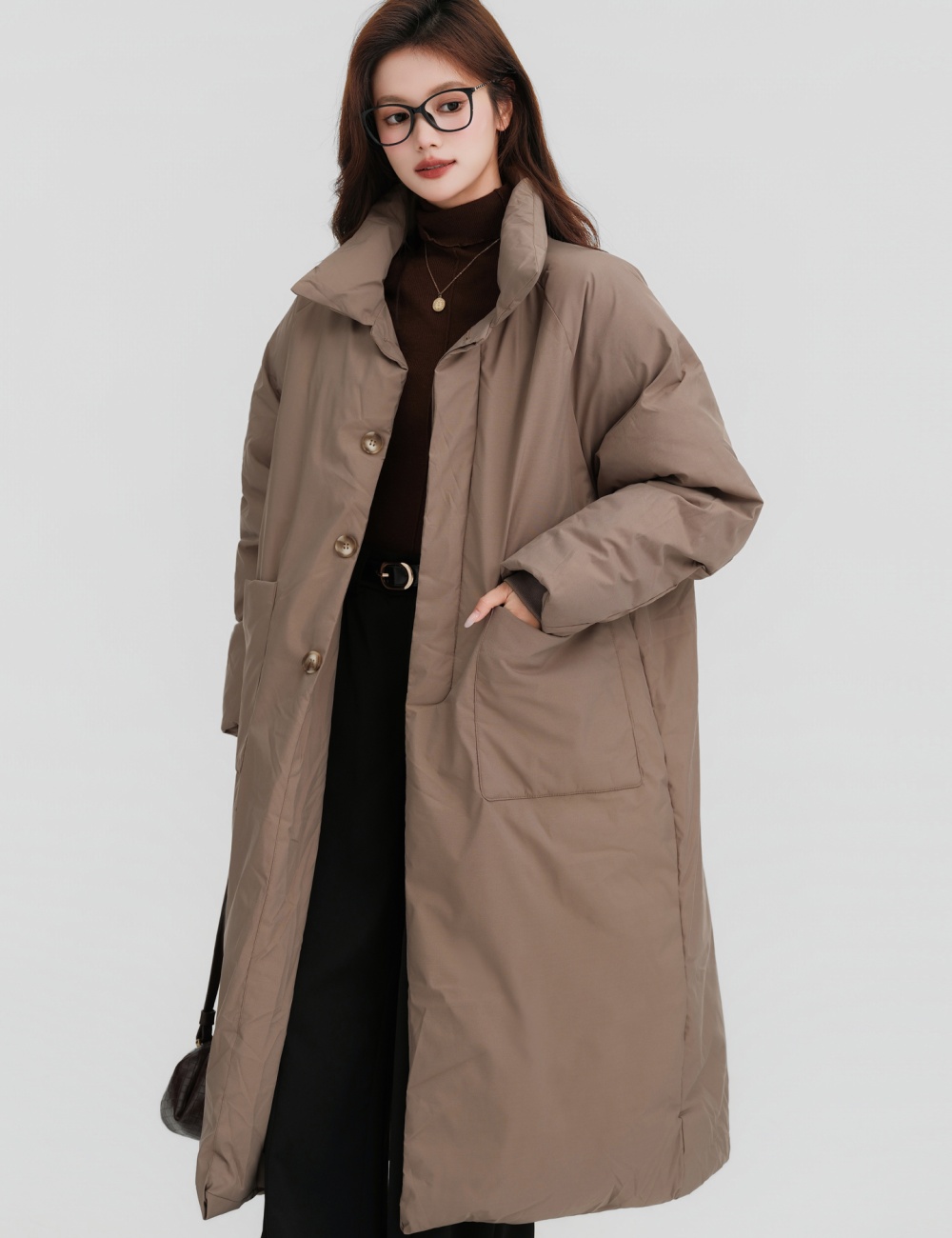 Casual winter loose coat thick long cotton coat
