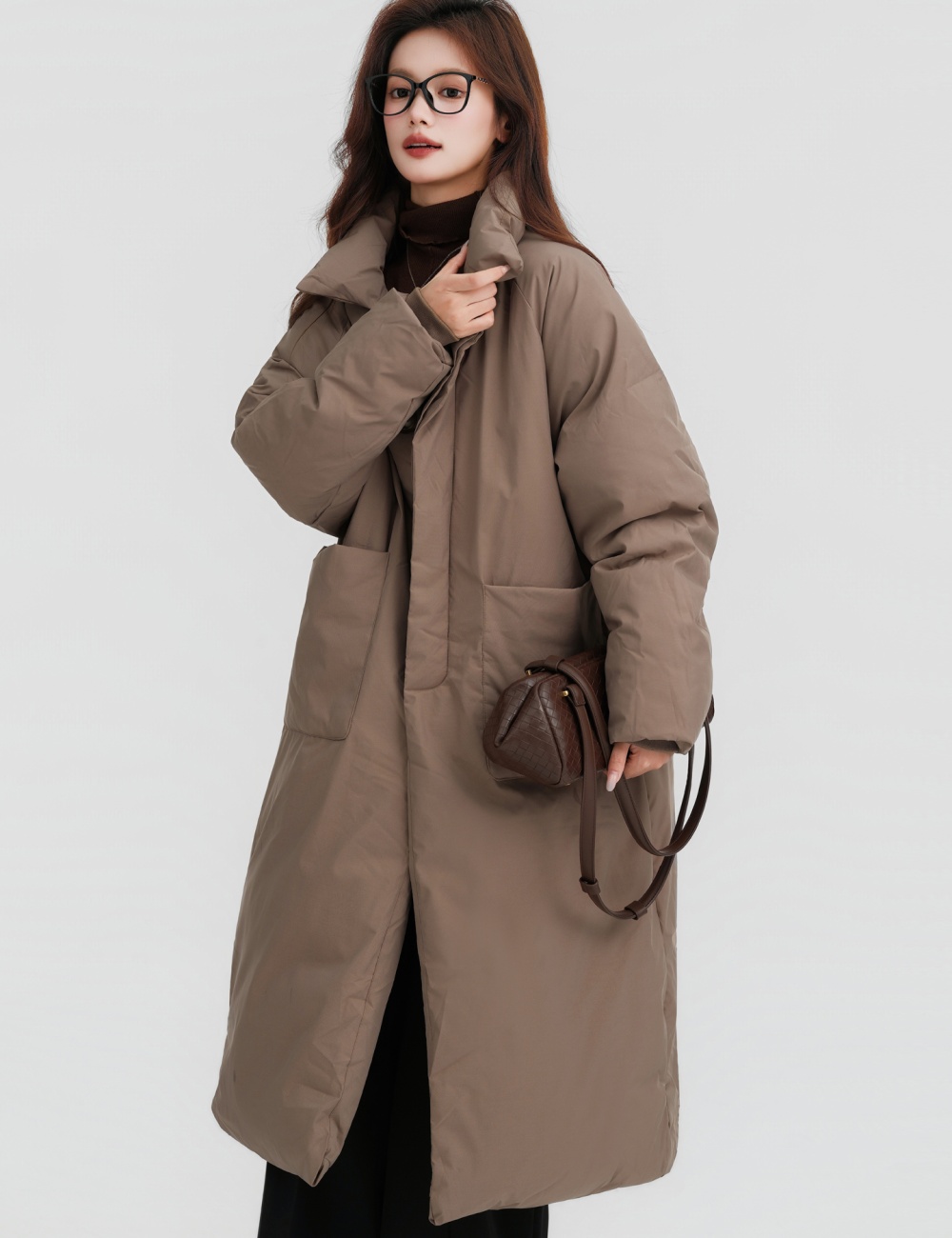 Casual winter loose coat thick long cotton coat
