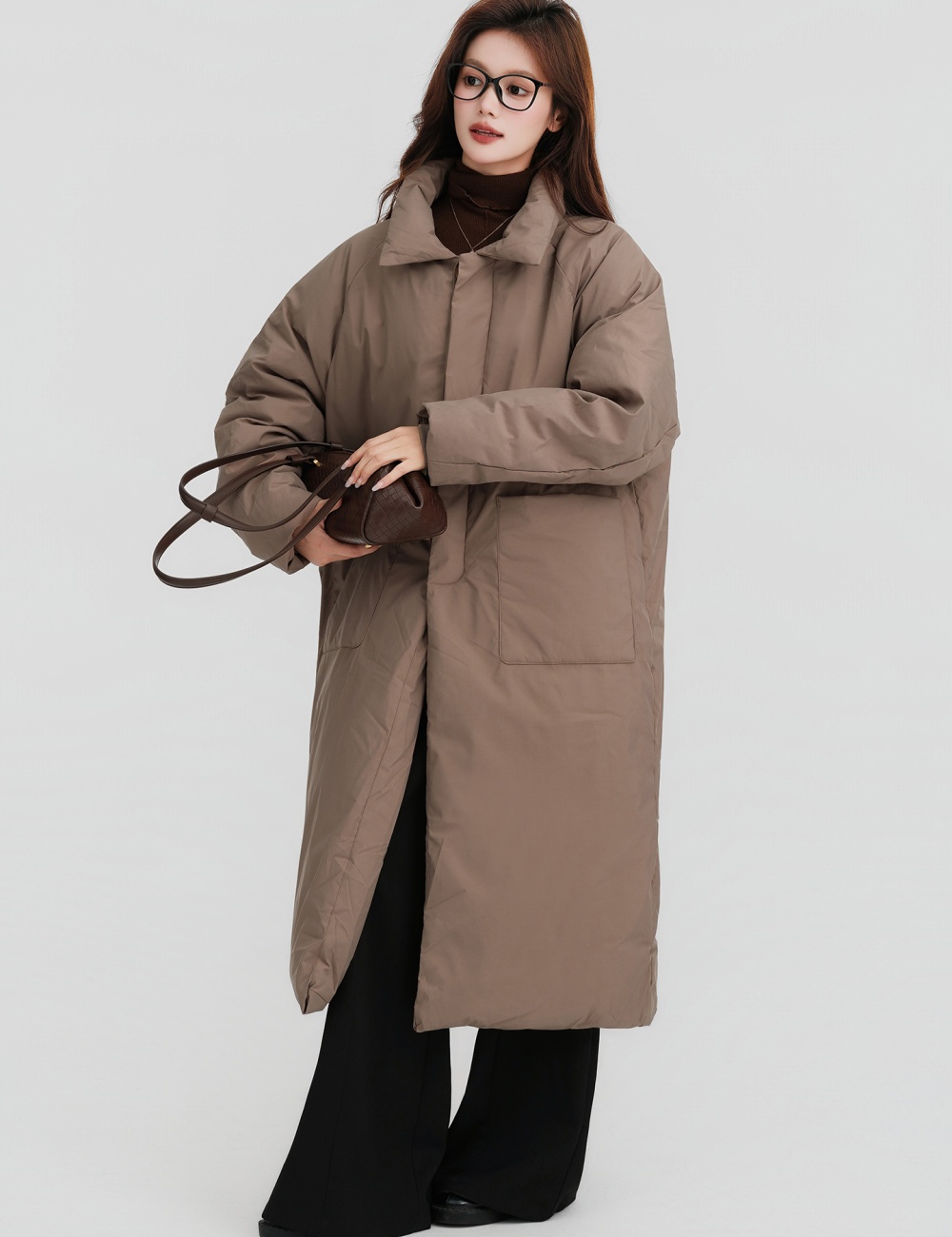Casual winter loose coat thick long cotton coat