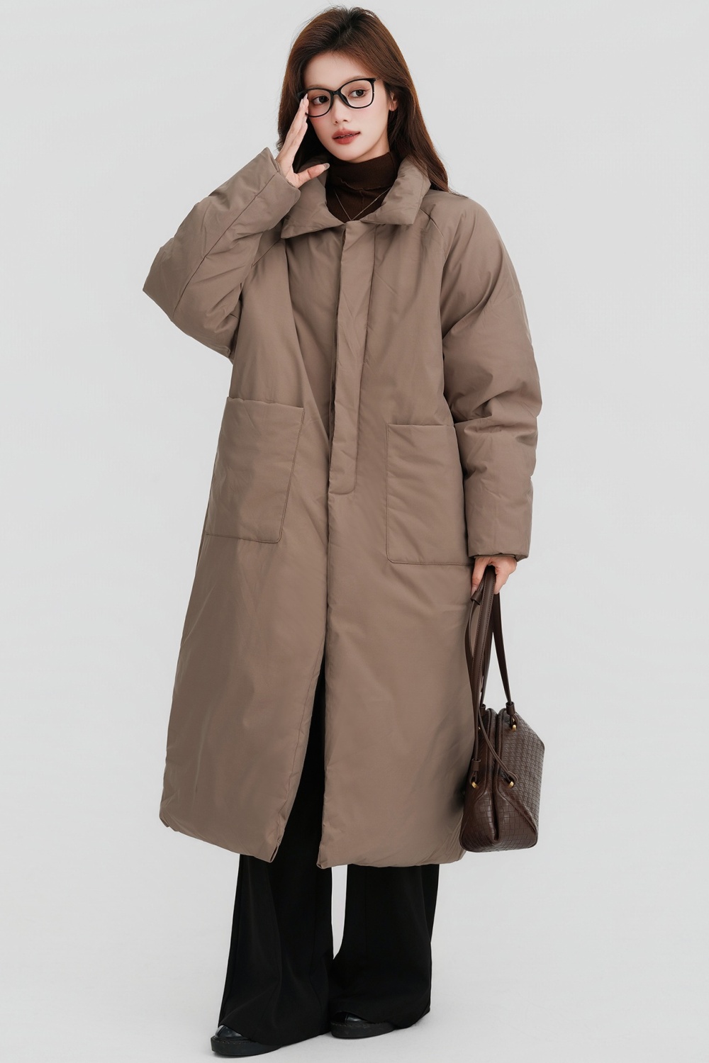Casual winter loose coat thick long cotton coat
