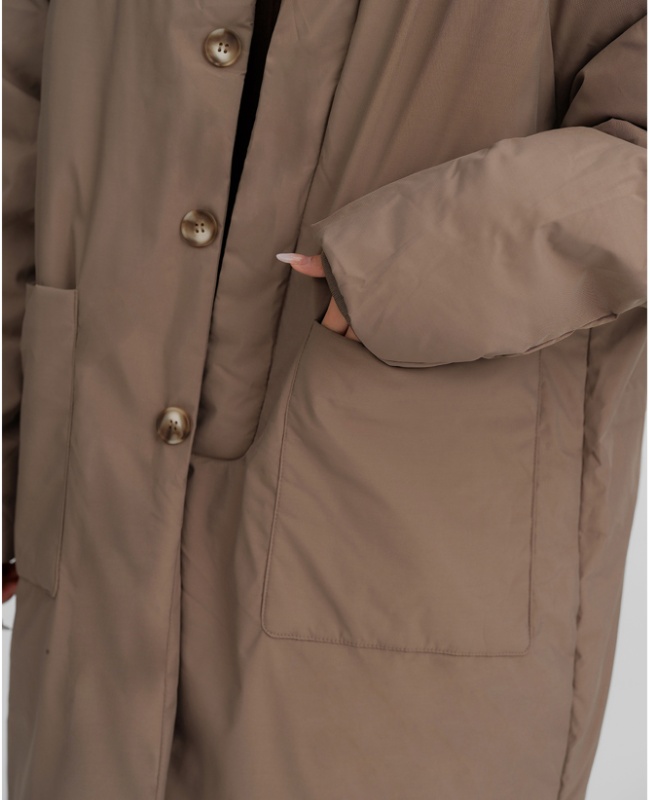 Casual winter loose coat thick long cotton coat