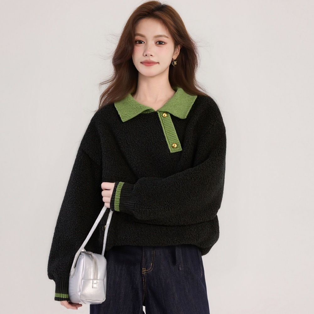 Autumn and winter loose tops plus velvet plush hoodie