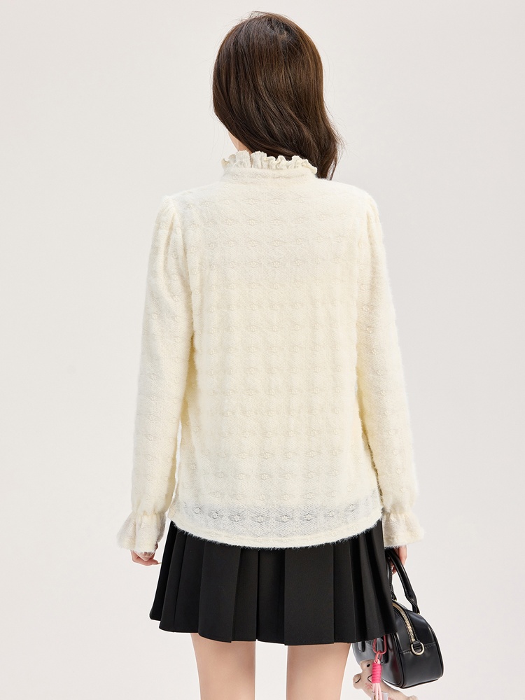 Cstand collar thick tops plus velvet temperament shirt