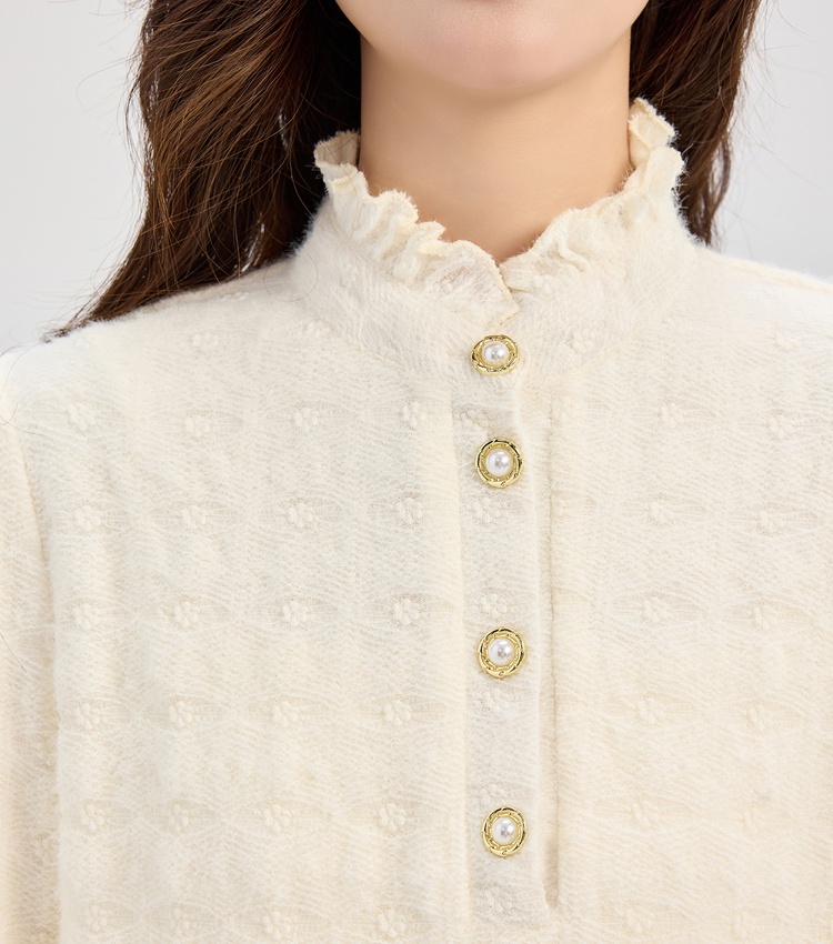 Cstand collar thick tops plus velvet temperament shirt