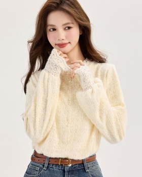 France style all-match tops lace shirt for women