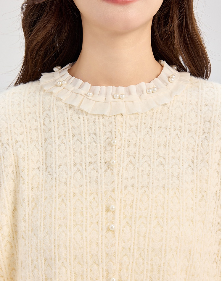 France style all-match tops lace shirt for women