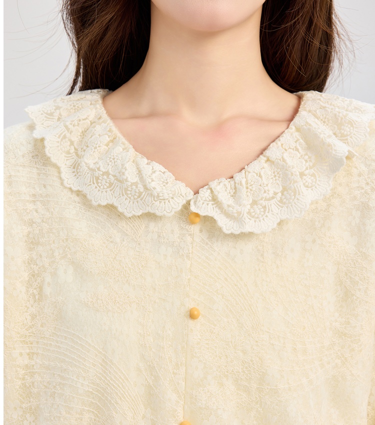 Jacquard apricot shirt long sleeve bottoming shirt for women