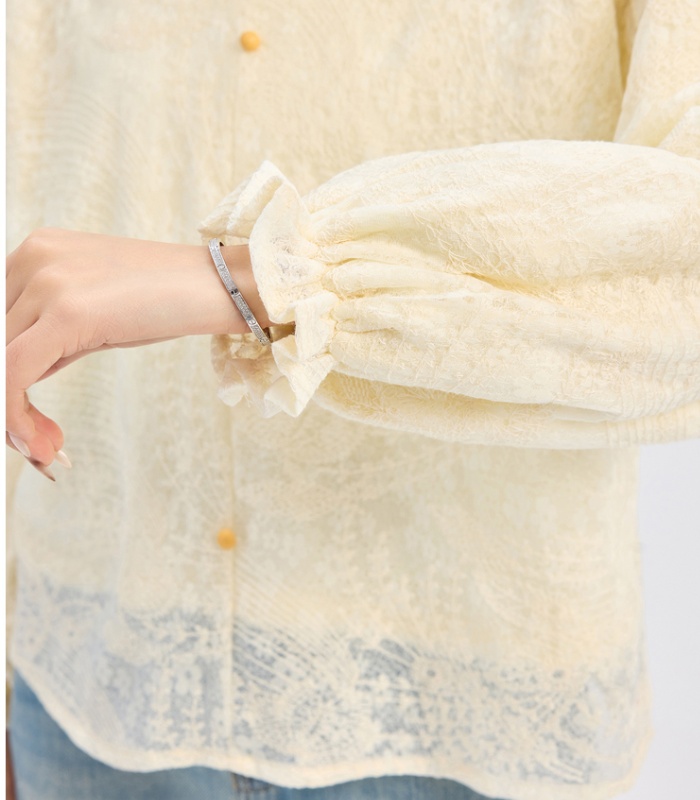 Jacquard apricot shirt long sleeve bottoming shirt for women
