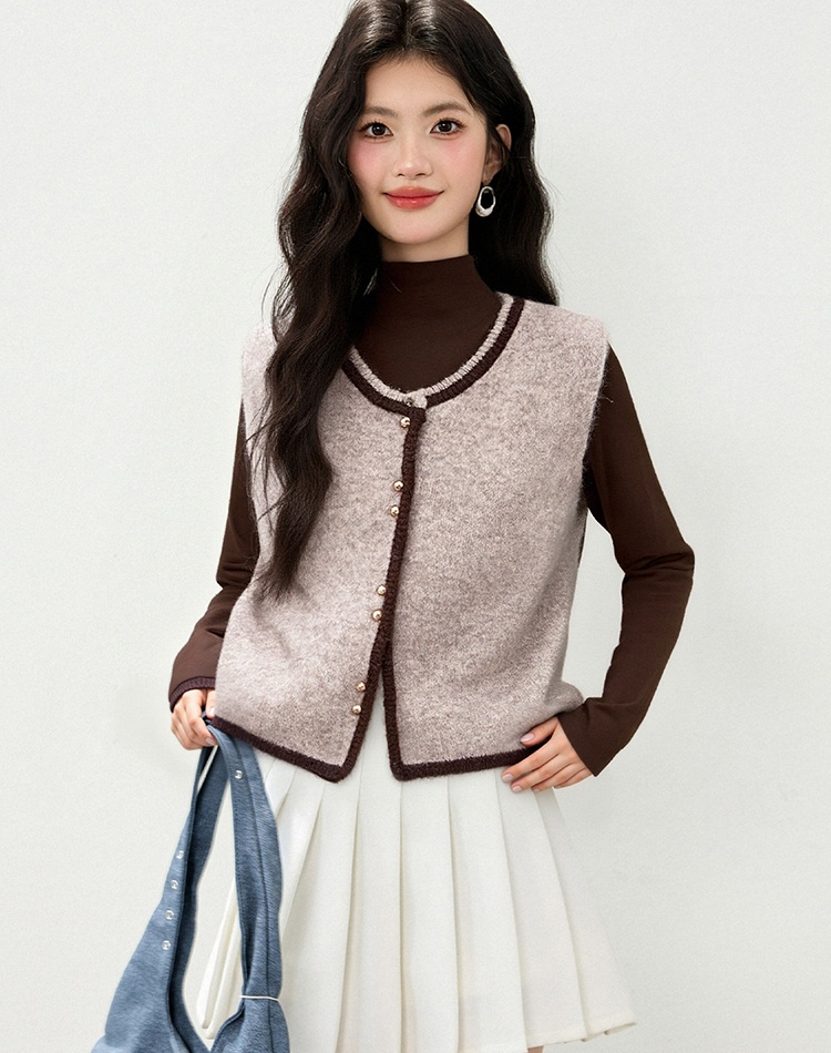 Knitted chanelstyle round neck autumn and winter waistcoat