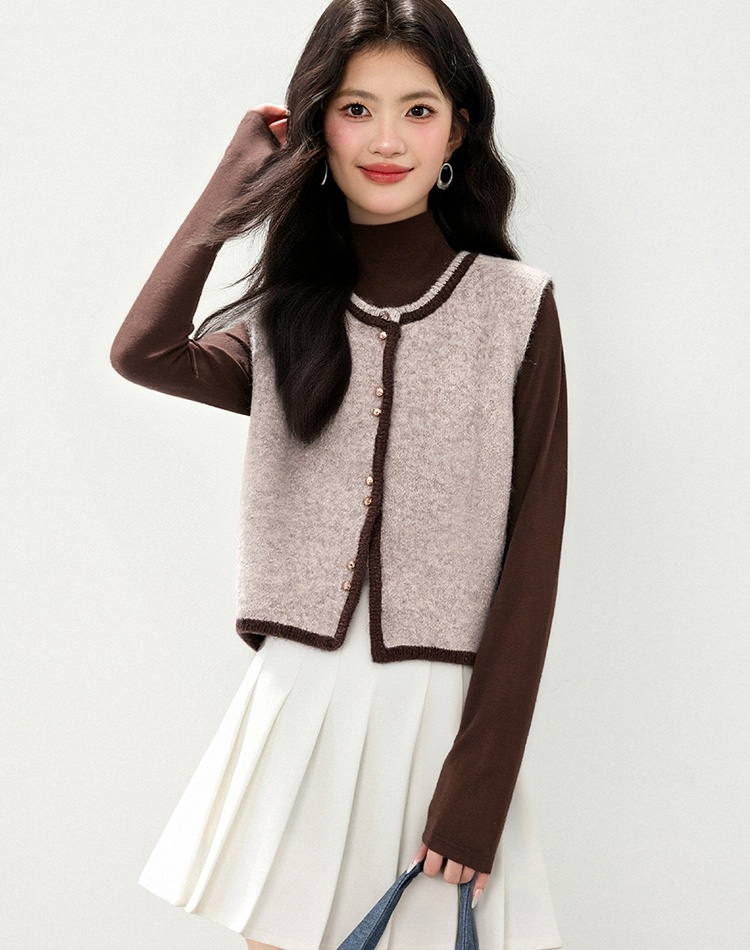 Knitted chanelstyle round neck autumn and winter waistcoat