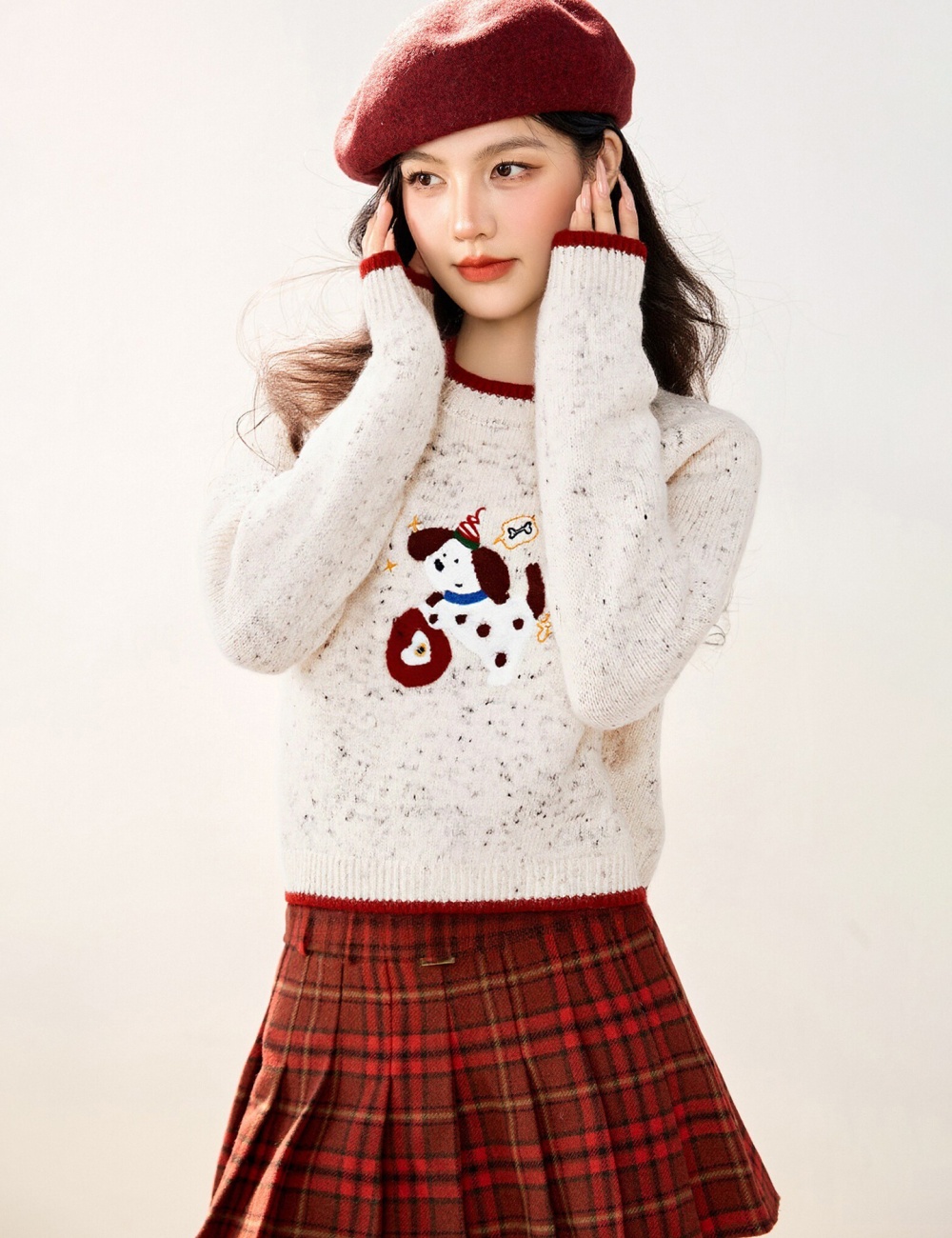 Autumn and winter loose puppy tops jacquard retro sweater