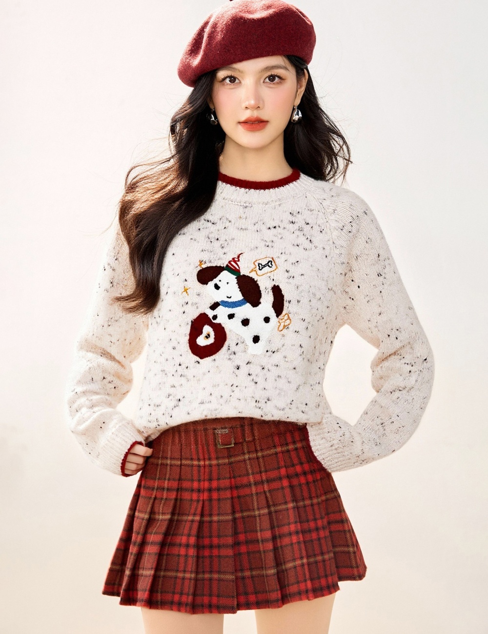 Autumn and winter loose puppy tops jacquard retro sweater