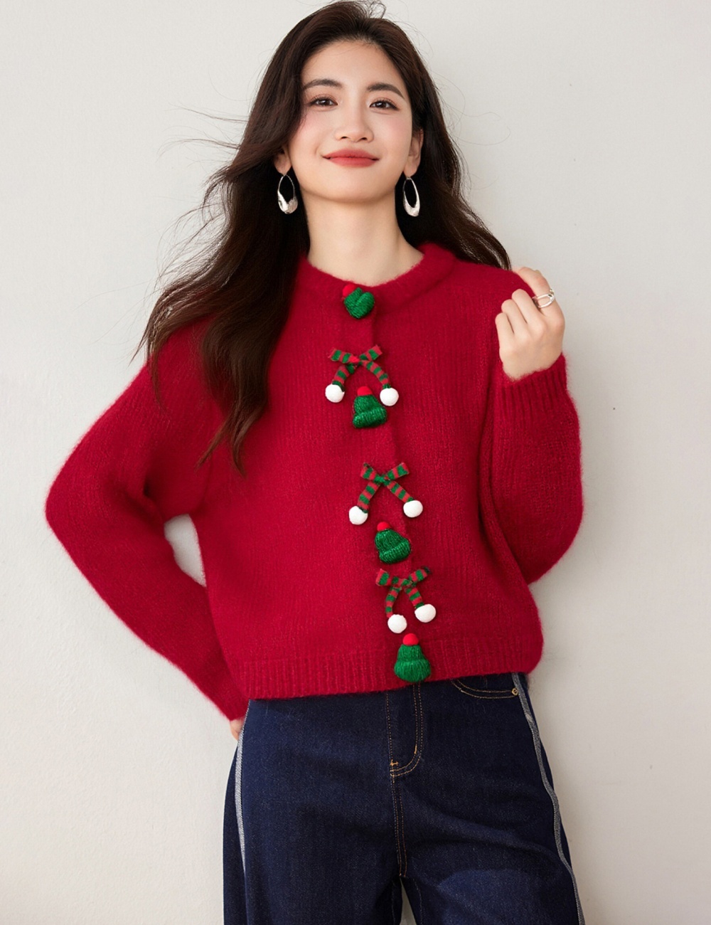 Stereoscopic decoration Korean style tops for women