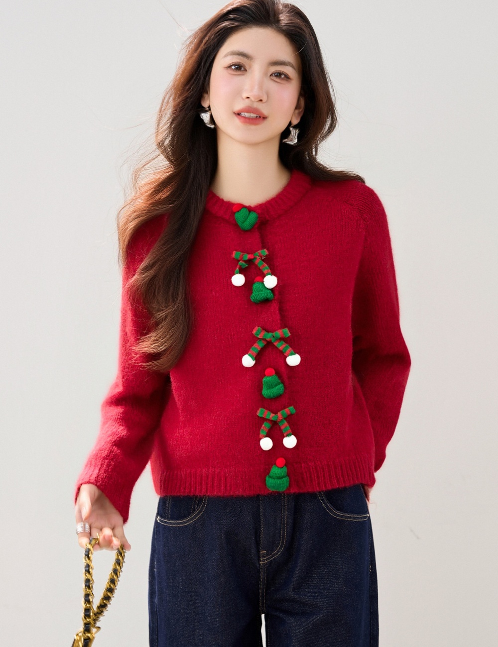 Stereoscopic decoration Korean style tops for women