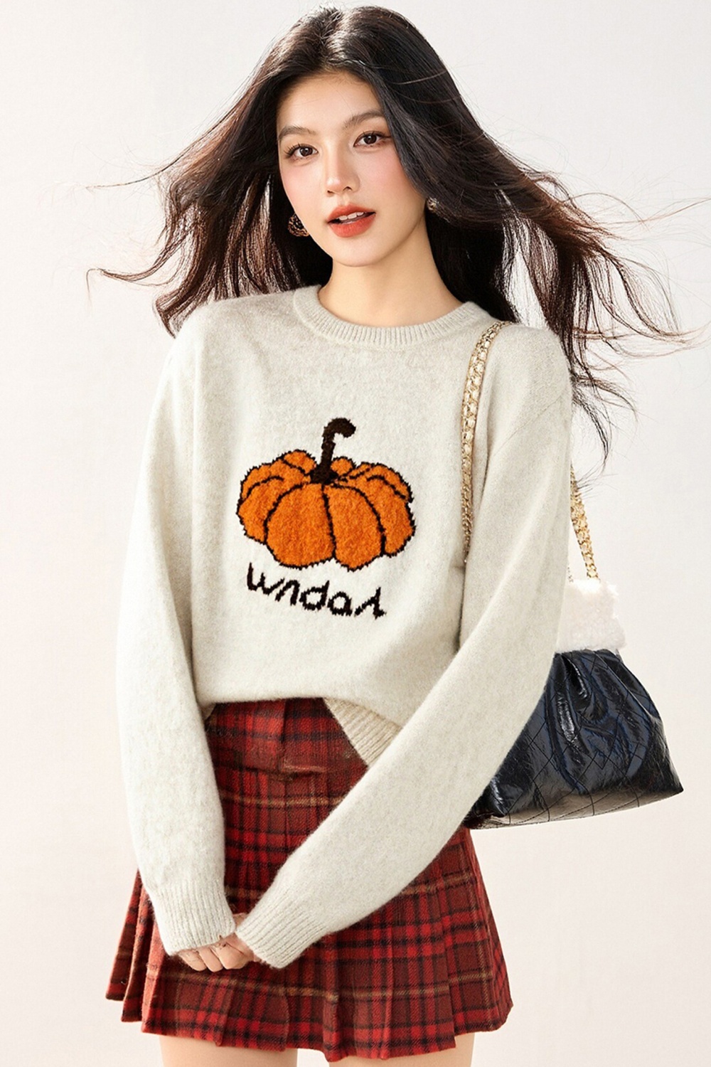 Show young pumpkin sweater jacquard tops for women