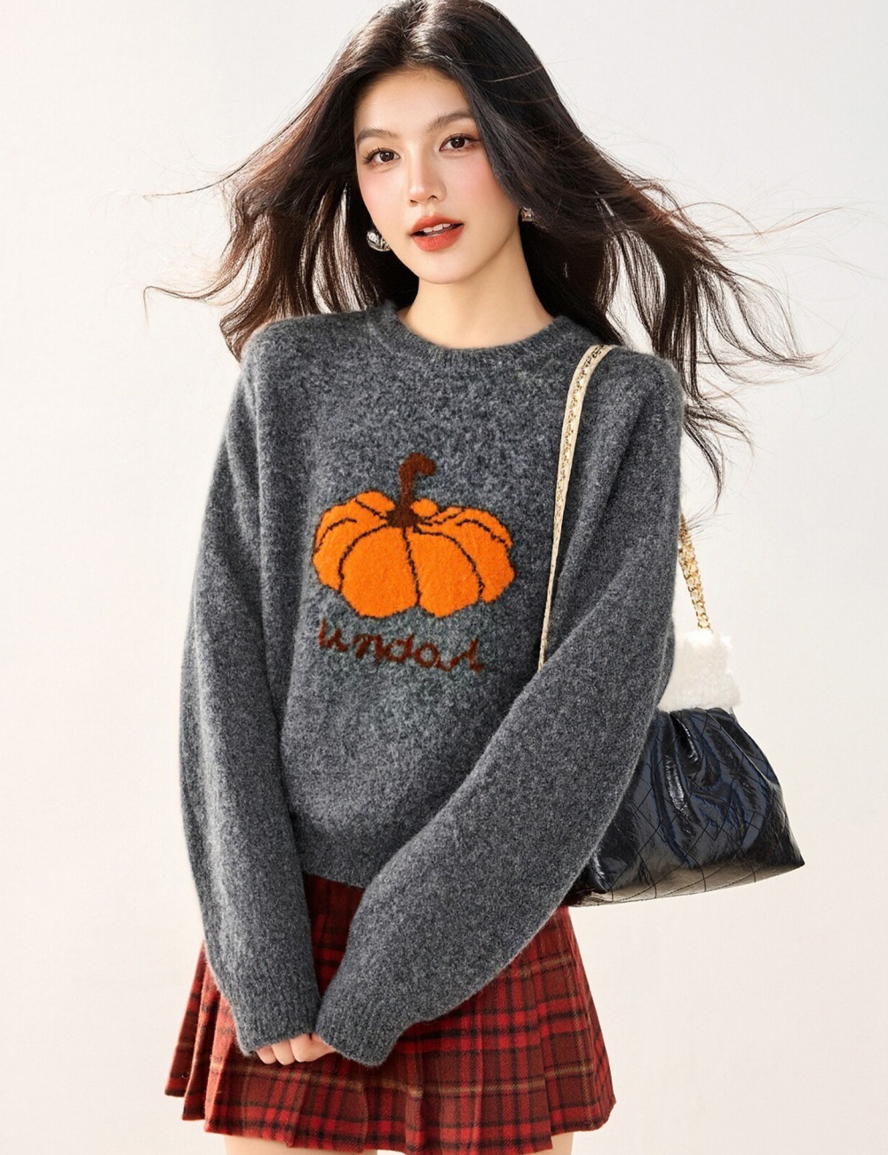 Show young pumpkin sweater jacquard tops for women