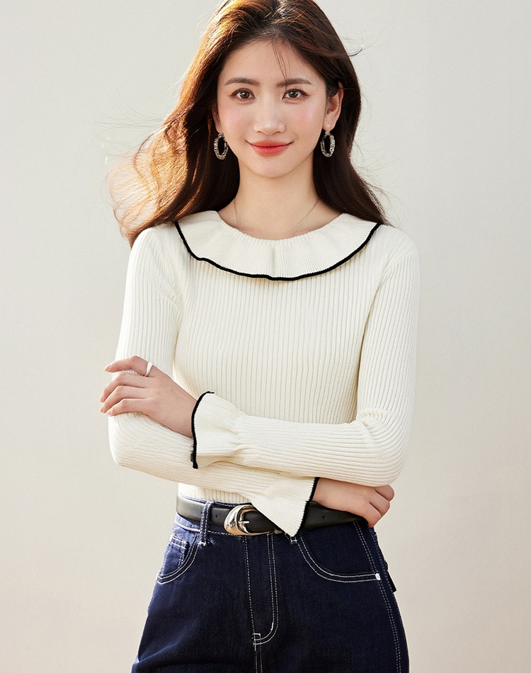 Slim long sleeve mixed colors temperament tops
