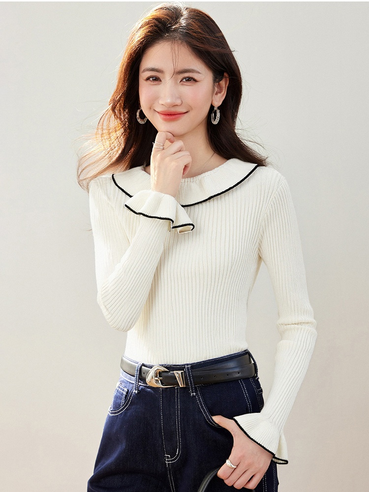 Slim long sleeve mixed colors temperament tops