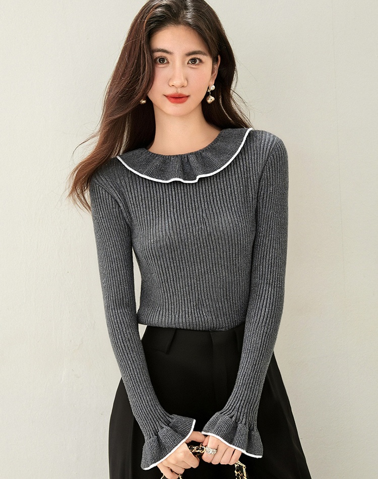 Slim long sleeve mixed colors temperament tops