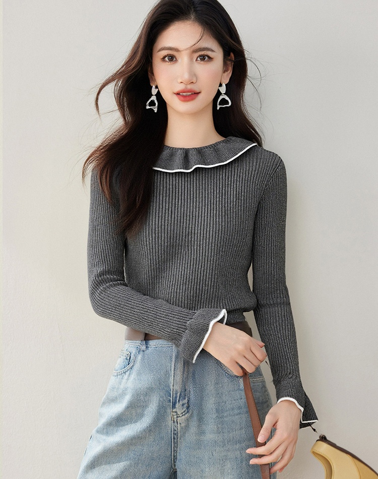 Slim long sleeve mixed colors temperament tops