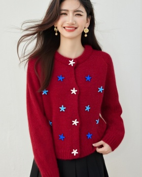 Lazy buckle sweater Casual autumn and winter tops