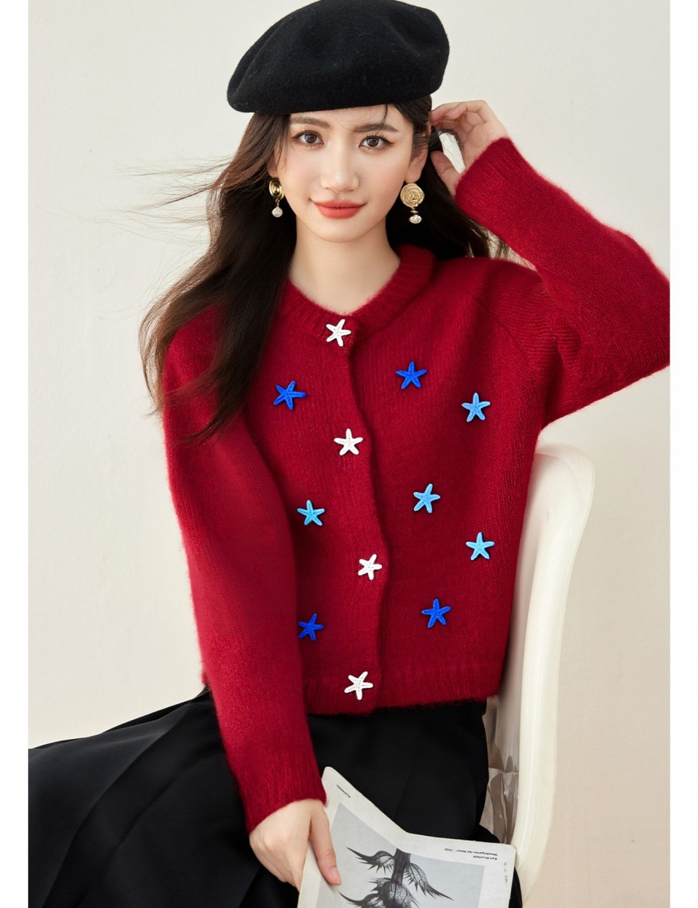 Lazy buckle sweater Casual autumn and winter tops