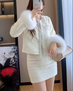 Ladies coat autumn and winter short skirt a set