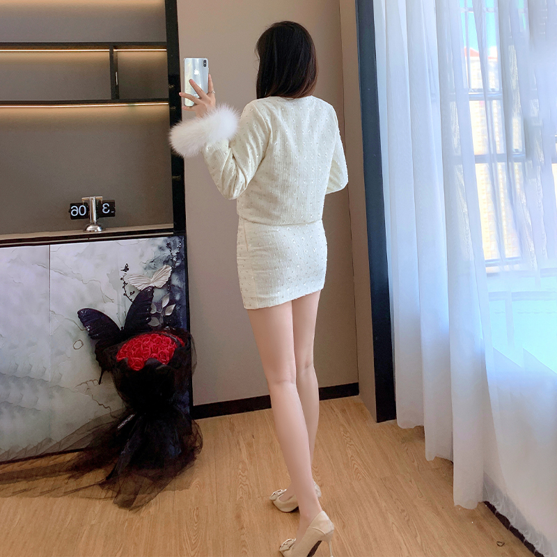 Ladies coat autumn and winter short skirt a set