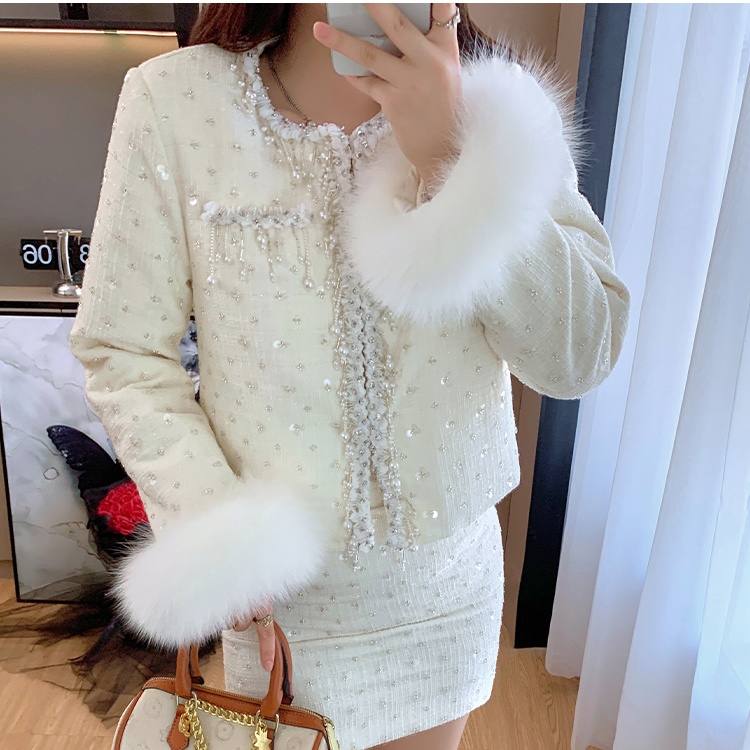 Ladies coat autumn and winter short skirt a set