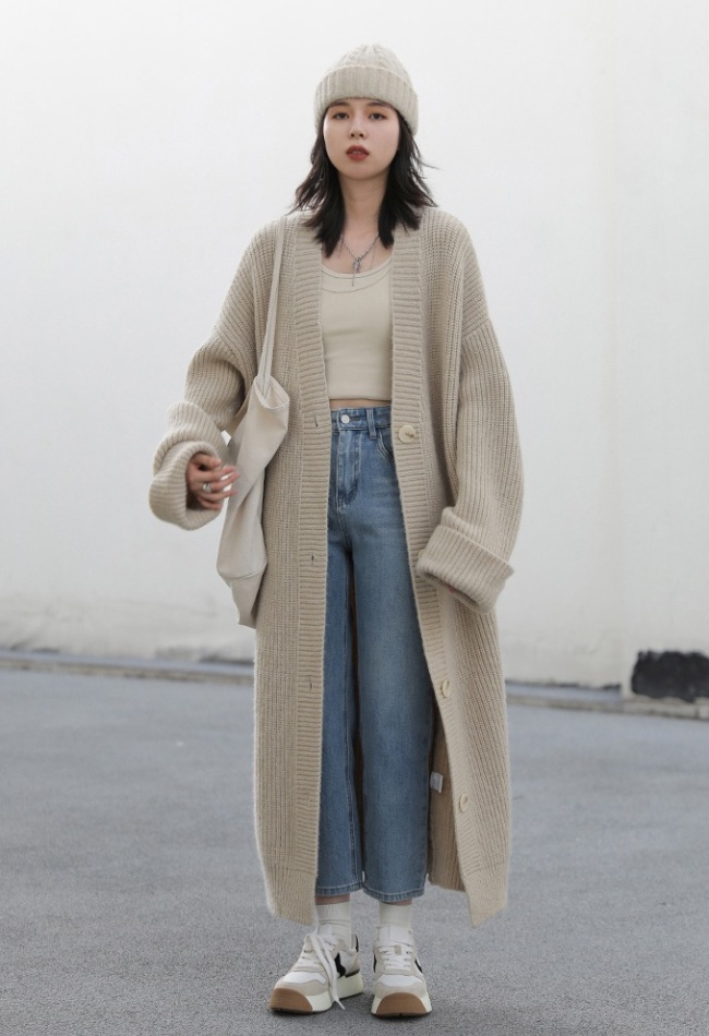 Autumn and winter loose coat knitted sweater for women