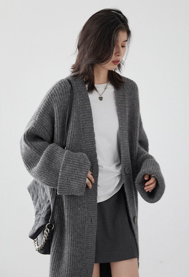 Autumn and winter loose coat knitted sweater for women