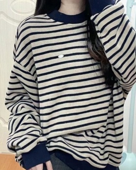 Unique loose sweater American style stripe tops
