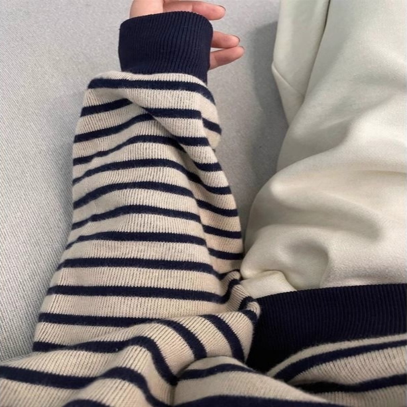 Unique loose sweater American style stripe tops