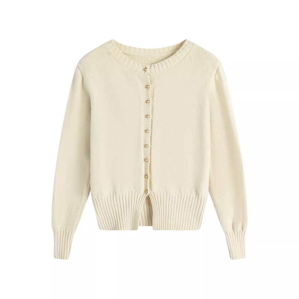 Short all-match slit sweater knitted slim tender cardigan