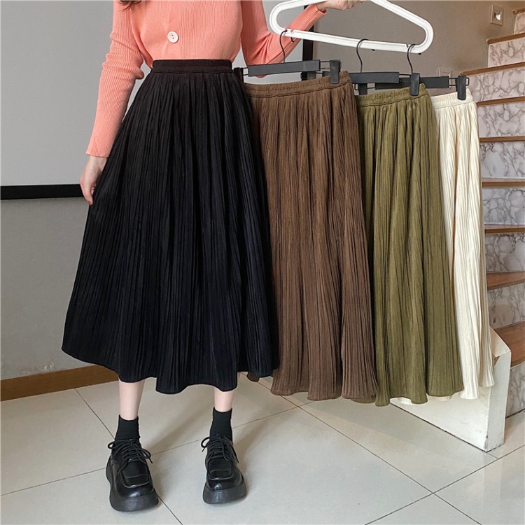 Velvet large yard long dress slim all-match skirt