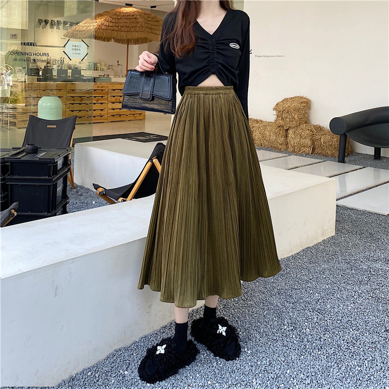 Velvet large yard long dress slim all-match skirt