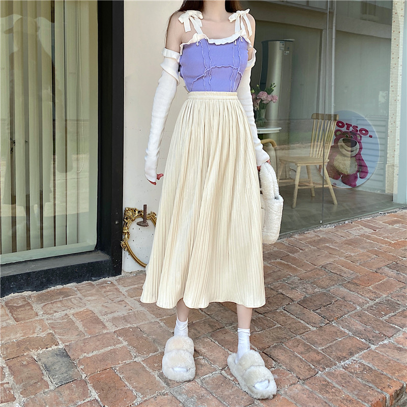 Velvet large yard long dress slim all-match skirt